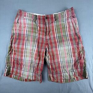 Polo‎ Ralph Lauren Shorts Mens 32 Madras Plaid Chino Flat Front Casual Vintage